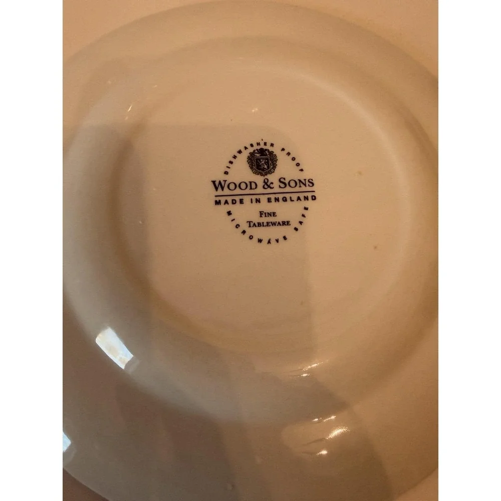 Vintage Wood & Sons Maroon‎ Transferware Salad Plates Lot of 2 English Floral